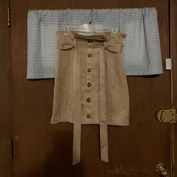 Cute Khaki Belted Miniskirt Size XL New in Bag - Picture 2 of 16